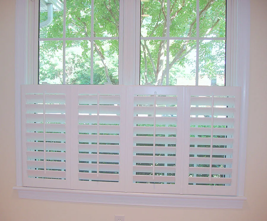 Softedge Closed Cafe Bifold Panels on Double Window